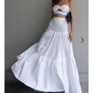 RUNAWAY THE LABEL - AYLA MAXI SKIRT AND TOP SET IN WHITE-S